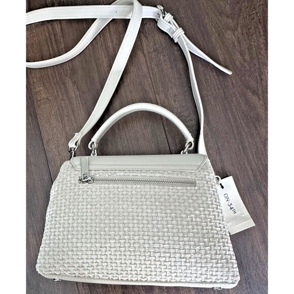 On 34th Women's Tandii Woven Crystal Small Satchel Crossbody Off White silver - Picture 5 of 7